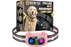 ONE PETS-TOP Collier Anti Aboiement Chien, sans Choc, Nouvelle Technologie d'Intelligence Artificielle, pour Petit et Gros Chien Rose