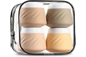 Gemice Pojemniki podróżne na przybory toaletowe, silikonowe słoiki na krem, zatwierdzone przez TSA, pojemniki podróżne z przezroczystą torbą, szczelne akcesoria podróżne z pokrywką, do twarzy, ciała