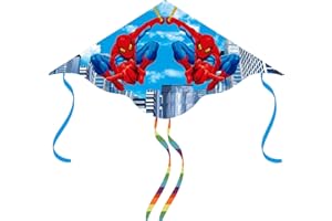 COQOYO Drachen Kinder, Cartoon Kinderdrachen, Einleiner Flugdrachen mit Griff, Linien und 4 Schwänzen für Park Strand und Outdoor-Aktivitäten, Niedlicher Anime Kite für Anfänger ab 3 Jahren