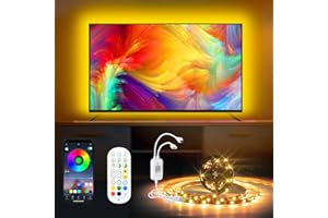 ETRLNXY LED TV Podświetlenie 4 Metry, pasek LED RGB z APP i zdalnego sterowania dla 55-70 cala telewizora, 16 milionów kolorów, Music Sync+wrażliwy Mic, Funkcja czasu, Samoprzylepna, Zasilanie USB