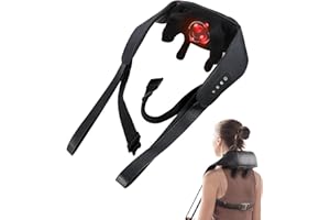 CAREBODA Masajeador Cervical Shiatsu con Calor Calmante, Recargable USB C Masajeador Eléctrico de Tejido Profundo 6D Amasado para Todo el Cuerpo, Ligero y Manos Libres, Regalos para Hombres Mujeres