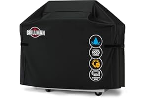 Grillman Grill Abdeckhaube Gasgrill Grillabdeckung Regendicht BBQ Abdeckung Cover Schutzhülle Haube Staubdicht Grill Abdeckplane Grillschutz 147 x 61 x 122cm - Schwarz