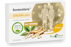 ‎AURA NATURA Aura Natura - Fermentura Ginseng Plus Kapseln - Fermentierter Ginseng Extrakt - Mit sibrischem und rotem koreanischem Ginseng - Enthält Vitamin B2, B6, B12-30 Kapseln