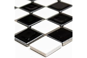 MOSAFIL Mosaikfliesen Keramik Schwarz Schachbrett