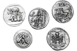 LAZZARO ITALY Monete Antiche Greche placcate Argento - Riproduzione Tetradrammi - SET 5 pezzi