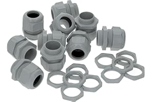 Kalitec M16 - Pasacables (plástico, 10 unidades, 3,5-10 mm, rango de sujeción, M16, contratuerca, plástico, color gris, pasacables impermeables)