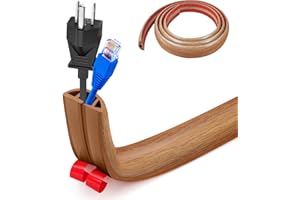 BUERPINKING Ponte per cavi, fondo flessibile, piccolo canalina per cavi, autoadesivo, 1 m x 3 cm di larghezza, per tutti i cavi di alimentazione, magazzini, casa, ufficio, venature del legno giallo