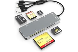 ARDADDYN 5-in-3 Lettore di Schede di Memoria Adattatore Memory Stick Pro duo - USB C USB-A Lightning Lettore per Micro SD/SD/TF/CF/XD/MS per PC/Android/Lightning