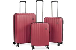 HANSEKOFFER Koffer Set 3 teilig · Reisekoffer mit Rollen · Hartschalenkoffer Set mit Zahlenschloss · Trolleys Handgepäck, Mittelgroß & Groß · Leicht · Weinrot