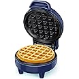 SNAILAR Mini Waffle Maker, 550W Waffle Iron, Ready Indicator Light, Non Stick Coating, Cool Touch Handle, Compact Size, Blue
