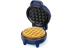 SNAILAR Gofrera Mini, ‎550Ｗ Waffle Maker, Gofrera Pequeña Para Gofres, Antiadherente, Mango Cool Touch, Diseño Compacto, Temperatura Automática, Azul