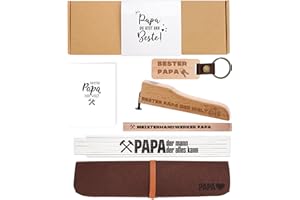 YYSWSAKY Papa Handwerker Geschenk Set - 2 Meter Zollstock | Flaschenöffner | Zimmermannsbleistift | Schlüsselanhänger | Aufbewahrungstasche für Zollstock, Bester Papa Kreativer Geschenke für Vatertag (Papa)