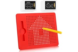 Mexgcom Magnetische Zeichentafel, Magnetspiel für Kinder, Magische Magnetische Zeichenbretter Mit Stift und Karte, zaubermaltafel für Kinder Familienbildung und Schulbildung (Rot)
