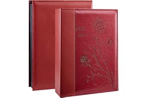 Miaikoe Photo Album 6x4 300 Photos Slip in, Extra Large Capacity Leather Cover Wedding Family Picture Albums Holds 300 Horizontal 10x15cm Landscape Photos(Red)
