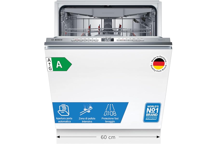 Bosch SMV4ECX31E Series 4 Built-in Dishwasher, Fully Concealed, Home Connect, Extra Clean Zone: Intense Wash for Stubborn Dirt, Remote Diagnostics, TimeLight, 60 cm