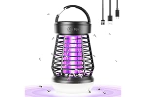 OKYUK Elektryczna pułapka na owady z 4 jasnościami LED, 2000 mAh, energooszczędna lampa kempingowa, pułapka na muchy, do użytku wewnątrz i na zewnątrz, komary, mole, muchy