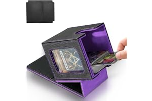 LBOYLOVE® MTG Deck Box for Commander Display, Card Storage Box Fits 100+Double Double-Sleeved Cards with 2 Dividers and Transparent Card (Black & Purple)