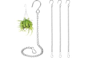LLOUSSAK 4 Stück Blumenampel Ketten zum Aufhängen, Blumenampel Hängend Außen, 25.7cm Korb Halter Kette mit Clips & S-Haken, Hängeampel für Hängepflanztopf, Hängepflanze, Blumentöpfe, Vögel, Laternen