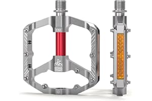 Kadacha Pédales de vélo avec Bandes réfléchissantes, 3 roulements scellés, Plates-Formes de vélo en Aluminium CNC antidérapantes, pédales 9/16 Pouces pour vélo de Route, VTT, vélo électrique.