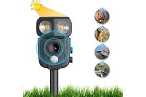 WUGEIN Repellente Gatti, Repellente Ultrasuoni Energia Solare, 5 Modalità Ultrasuoni, Ultrasound Repellente per Animali, Repellente per Topi Uccello Puzzola Scoiattolo Procione Coniglio