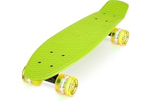 Xootz Kid's Complete Retro Plastic Skateboard with LED Light Up Wheels