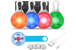 AHJ Collier Chien Lumineux, Pendentif Lumineux Clignotant LED, 3 Modes de Clignotant Lampes de Sécurité Imperméables pour Porte-clés Cycliste Randonnée Enfants, Cadeau de Chien