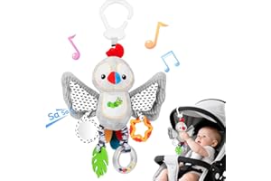 MPQMPQ Baby Toys 0-6 Months,Newborn Essential Hanging Pram Toys for Babies 0-6 Months Infant Sensory Pushchair Car seat Toys for Baby Girls and Boys Gift (Parrot)
