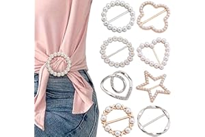 Bikasun 8 pièces clip pour t-shirt femme, clip pour foulard, boucle de ceinture, anneau pour foulard en soie pour filles, bouton d'angle pour vêtement, étoiles cercles cœurs marguerites, or et argent