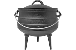 ToCis Big BBQ Beefalo - Potjie, pentola per brasati, piedi d'appoggio, misura M, ghisa, rotonda, coperchio, 6 litri