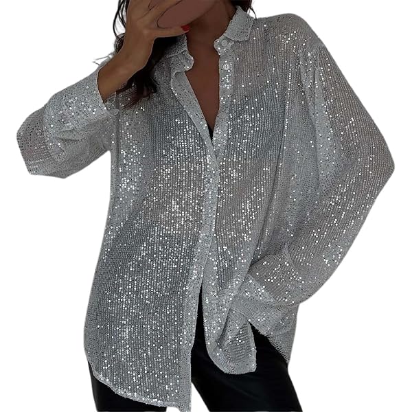 Homme Chemise à Manche Longue Paillette Brillant Chemise pour