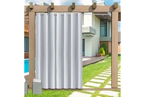 LZXSXZ Outdoor Vorhang Wetterfest, 1 Stück Outdoor Vorhang Wasserdicht Wetterfest Blickdicht mit Ösen, 24 Farben Sichtschutz Sonnenschutz Outdoor Gardine für Veranda, Pergola, Laube, B254xH241CM