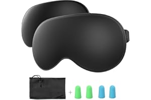 Sleep Mask, Eye Mask, TechRise [2-Pack] Ultra Soft Skin-Friendly Pure Natural Silk Fabric and Natural Cotton Filled Sleeping Eye Mask with Adjustable Strap and Ear Plug for Men,Women and Kids