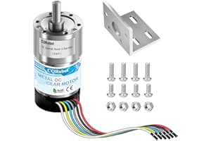 CQRobot 6.25:1 Metal DC Geared-Down Motor 37Dx65L mm 24V, with 64 CPR Encoder and Mounting Bracket. 24V-14W-1600RPM-3.5 kg.cm (49 oz.in). D-Shaped Output Shaft 6 mm Diameter and Long 16 mm.
