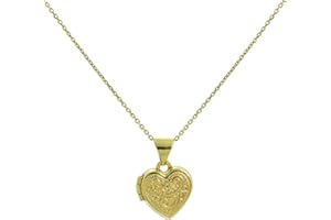 jewellerybox Tiny 9ct Gold Engraved Heart Locket on 16 Inches Chain