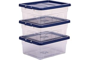BANKERS BOX 15L Boîte de rangement en plastique pack de 3, sans BPA et couvercles 100% recyclés, emboîtable et empilable, couvercle anti-poussière, 17x32x40cm, idéal pour la maison et le bureau