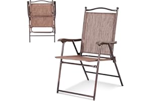 ‎COSTWAY COSTWAY 2er Set Gartenstühle klappbar, Hochlehner wetterfest Gartenstuhl Klappstuhl bis 120 kg, Terrassenstühle mit Armlehnen für Garten, Terrasse, Pool (Braun)