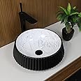 BASSINO Art Wash Basin Counter top,Tabletop Ceramic Bathroom Sink/Basin for Home,Kitchens And Offices -BLACK-MATT,WHITE-GLOSSY (L420 x W420 x H150 mm) BTT-780-IN