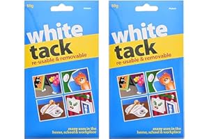 PHELEAM White Tack - Pack of 2, Sticky Reusable Adhesive, Strong Bond for Posters, Photos, Art & Craft, Decorations, No Marks, Non Toxic, Quick and Easy Sticky Putty, Multi Purpose, Home School Office