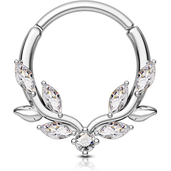 OUFER 16G Piercing Conch Anneau En Acier Chirurgical 316L Avec CZ à Cliquet Helix Nez Oreille Tragus Daith Bijoux Piercing Corps Femme, Acier Inoxydable