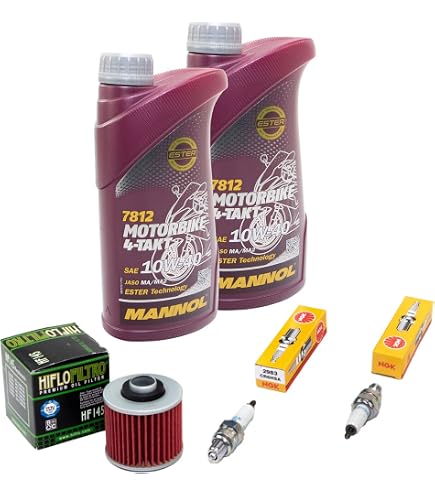 Kit Entretien Huile 4L + Filtres + Bougies Pour Yamaha XV 750 Virago 1992-1997