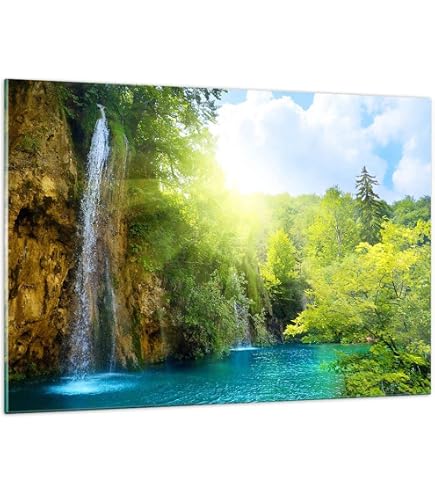 Pixxprint Leinwandbild 'Zen Steine Vor Wasserfall' – 60x40 Cm, Fertig Auf Keilrahmen