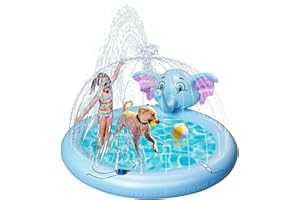 suokoun 160CM Splash Pad, Sprinkler Kinder mit Antirutschfunktion, Sommer Garten Sprinkler Wasser-spielmatte Wasserspielzeug für Baby, Kinder, Hund und Haustiere