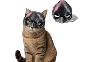 YREYBN 1Pcs Cat Batman Mask, Halloween Pet Dress Up Accessories, Bat Cats Mask for Cosplay and Social Media Sharing, Plastic Cat Bat Masks in Black and Red