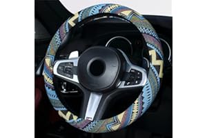 Istn 2018 Ethnic Style Coarse Flax Cloth Automotive Steering Wheel Cover Anti Slip and Sweat Absorption Auto Car Wrap Cover (L, 15''(fit for mostly cars))