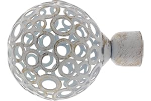 GIRASOLE HOME® Terminale Palla per Asta da Tenda dal Diametro di 18-20 mm 2 Pezzi in Ferro (Bianco e Oro)