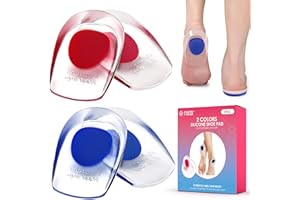 YOLONCE 2 Paar Fersensporn Einlagen,Rot und Blau Geleinlagen Fersenstütze Achillessehne Heel,Fersenpolster für Schuhe Fersensporn,Fersenkissen Orthopädisch für Die Ferse und Achillessehne,L