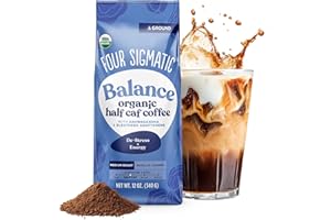Four Sigmatic Organic Balance Adaptogen Ground Coffee | Medium Roast USDA Organic, Fair Trade Coffee with Ashwagandha, Chaga Mushroom, Eleuthero and Tulsi | Focus and Energy Boosting Coffee | 12oz Bag