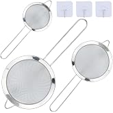 Set of 3 Stainless Steel Kitchen Strainer 3.1/4.7/18 cm, Fine Mesh Strainer with Handle, Flour Sieve for Food and Vegetable,
