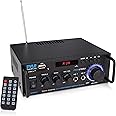 Pyle Wireless Bluetooth Stereo Power Amplifier - 200W Dual Channel Sound Audio Stereo Receiver w/RCA, USB, SD, MIC in, FM Radio, for Home Computer via RCA - PDA29BU.5