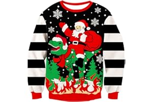 Fanient Pull de Noël pour Garçons et Filles 3D Pull Tricoté Amusant avec Impression 7 à 14 Ans